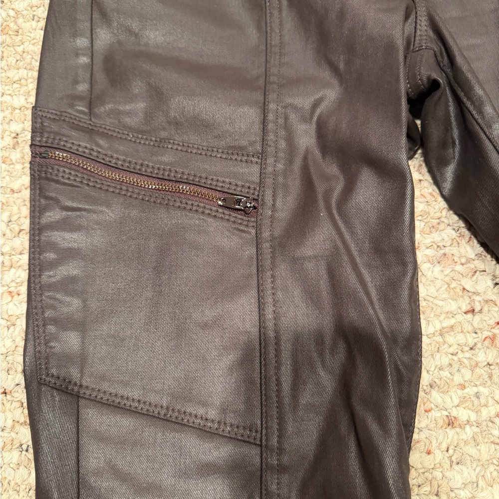 WHBM Women’s Brown Cargo Leather Look Jeans - Picture 5 of 8